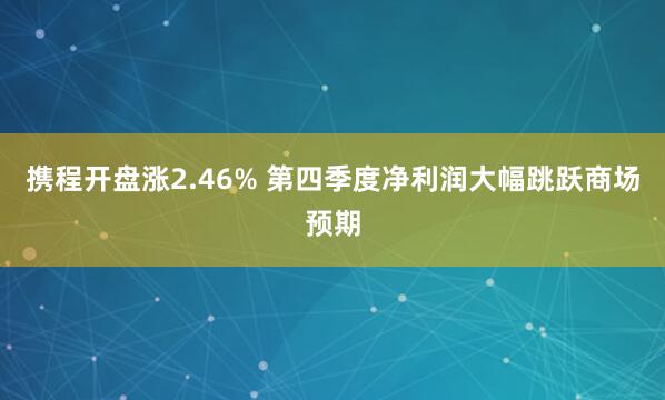 携程开盘涨2.46% 第四季度净利润大幅跳跃商场预期